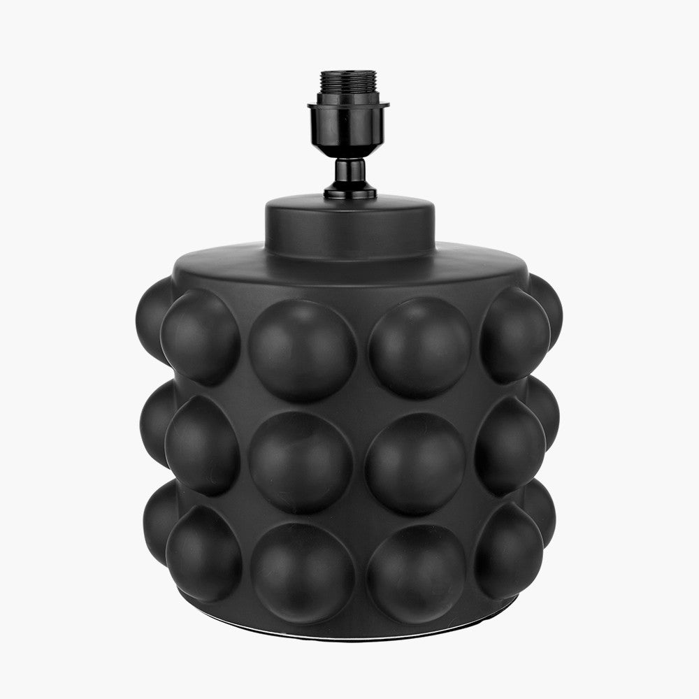 Serenity Black Bobbled Ceramic Large Table Lamp Base with Harry 40cm Ivory Cotton Mix Cylinder Lampshade