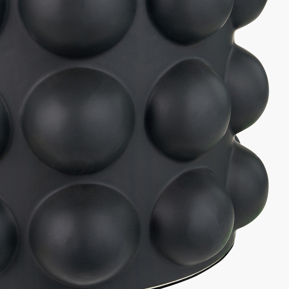 Serenity Black Bobbled Ceramic Large Table Lamp Base with Harry 40cm Ivory Cotton Mix Cylinder Lampshade