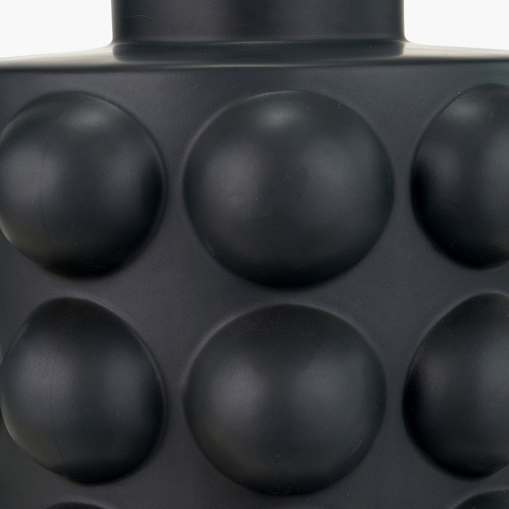 Serenity Black Bobbled Ceramic Large Table Lamp Base with Harry 40cm Ivory Cotton Mix Cylinder Lampshade