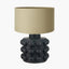 Serenity Black Bobbled Ceramic Large Table Lamp Base with Harry 40cm Taupe Cotton Mix Cylinder Lampshade