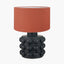 Serenity Black Bobbled Ceramic Large Table Lamp Base with Henry 40cm Tobacco Handloom Cylinder Lampshade