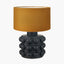 Serenity Black Bobbled Ceramic Large Table Lamp Base with Henry 45cm Mustard Handloom Cylinder Lampshade