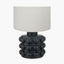 Serenity Black Bobbled Ceramic Large Table Lamp Base with Henry 45cm White Handloom Cylinder Lampshade