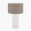 Sohan White Bobbled Ceramic Tall Table Lamp Base with Edward 40cm Natural Linen Cylinder Lampshade