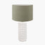 Sohan White Bobbled Ceramic Tall Table Lamp Base with Edward 40cm Pistachio Green Linen Cylinder Lampshade