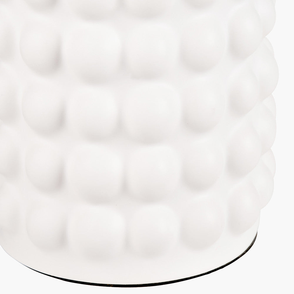 Sohan White Bobbled Ceramic Tall Table Lamp Base with Edward 40cm Pistachio Green Linen Cylinder Lampshade