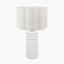 Sohan White Bobbled Ceramic Tall Table Lamp Base with Bloom 40cm White Handloom Scalloped Cylinder Lampshade