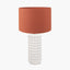 Sohan White Bobbled Ceramic Tall Table Lamp Base with Lino 40cm Cinnamon Self Lined Linen Cylinder Lampshade
