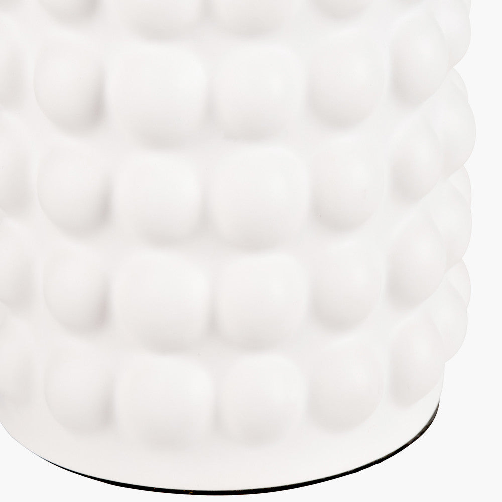 Sohan White Bobbled Ceramic Tall Table Lamp Base with Lino 40cm Cinnamon Self Lined Linen Cylinder Lampshade