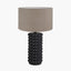 Sohan Black Bobbled Ceramic Tall Table Lamp Base with Edward 40cm Natural Linen Cylinder Lampshade