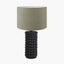 Sohan Black Bobbled Ceramic Tall Table Lamp Base with Edward 40cm Pistachio Green Linen Cylinder Lampshade