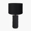 Sohan Black Bobbled Ceramic Tall Table Lamp Base with Lino 40cm Black Self Lined Linen Cylinder Lampshade