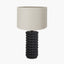 Sohan Black Bobbled Ceramic Tall Table Lamp Base with Lino 40cm Grey Self Lined Linen Cylinder Lampshade