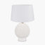 Wrenley Cream Ceramic Sea Urchin Table Lamp Base with Winston 40cm White Handloom Tapered Lampshade