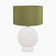 Wrenley Cream Ceramic Sea Urchin Table Lamp Base with Harry 35cm Sage Cotton Mix Cylinder Lampshade