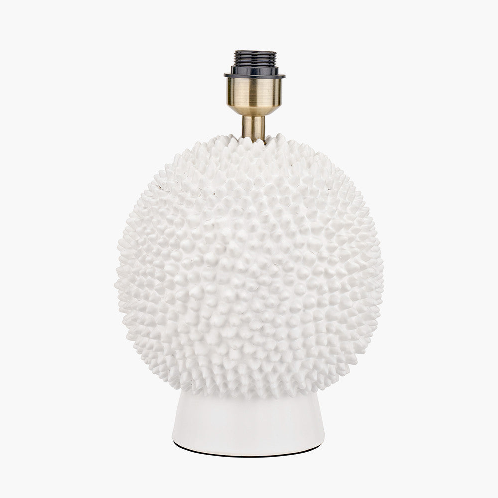 Wrenley Cream Ceramic Sea Urchin Table Lamp Base with Harry 35cm Sage Cotton Mix Cylinder Lampshade