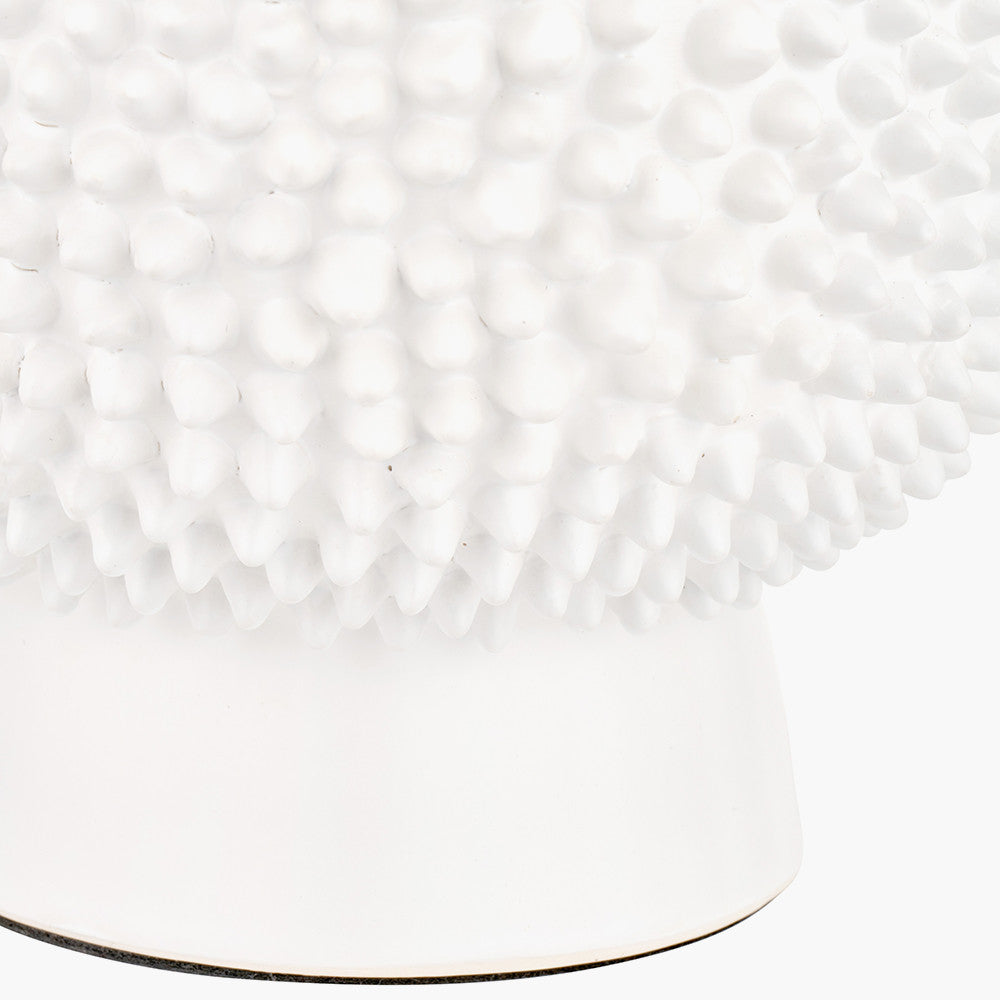 Wrenley Cream Ceramic Sea Urchin Table Lamp Base with Henry 35cm Taupe Handloom Cylinder Lampshade
