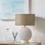 Wrenley Cream Ceramic Sea Urchin Table Lamp Base with Henry 35cm Taupe Handloom Cylinder Lampshade