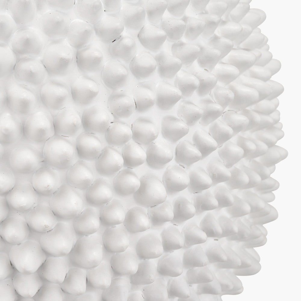 Wrenley Cream Ceramic Sea Urchin Table Lamp Base with Henry 35cm White Handloom Cylinder Lampshade