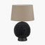 Wrenley Black Ceramic Sea Urchin Table Lamp Base with Winston 40cm Taupe Handloom Tapered Lampshade