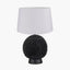 Wrenley Black Ceramic Sea Urchin Table Lamp Base with Winston 40cm White Handloom Tapered Lampshade