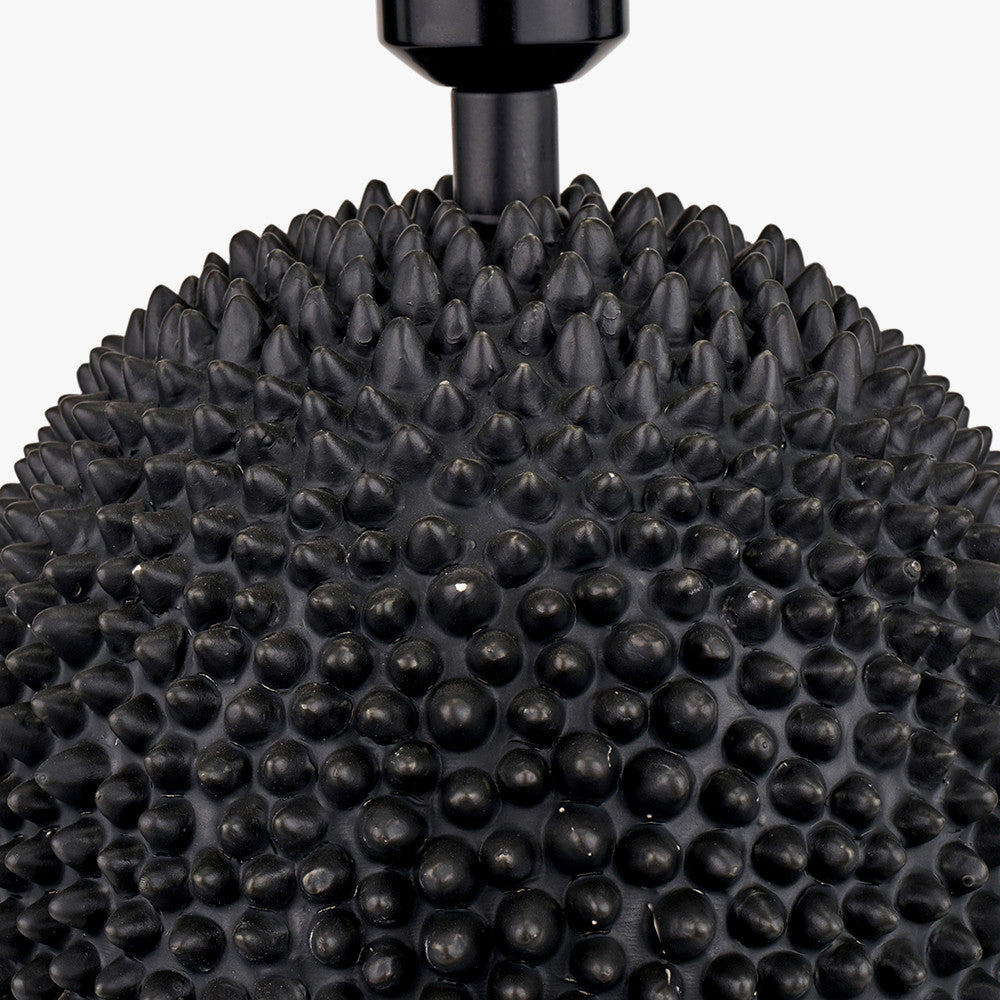 Wrenley Black Ceramic Sea Urchin Table Lamp Base with Winston 40cm White Handloom Tapered Lampshade