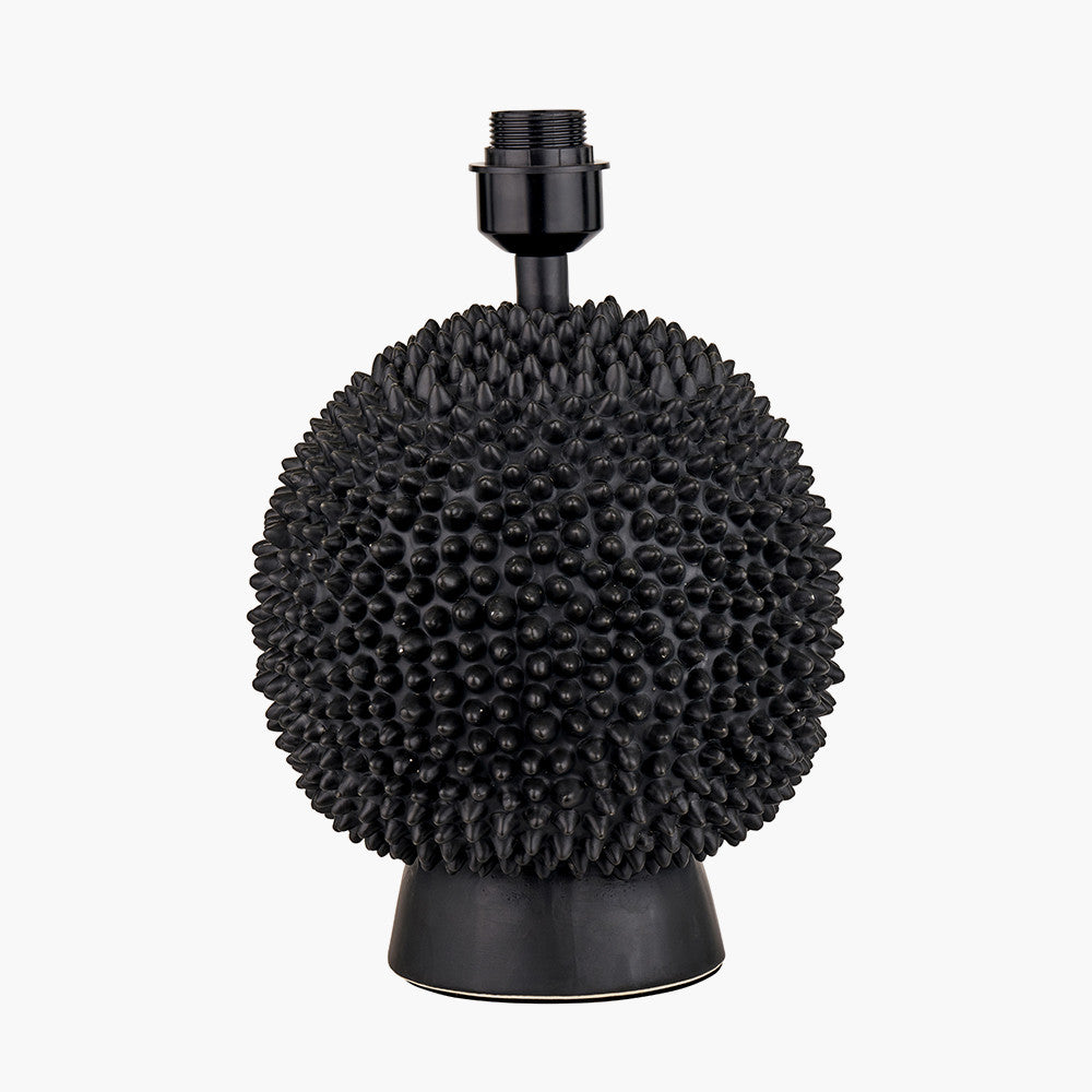 Wrenley Black Ceramic Sea Urchin Table Lamp Base with Harry 35cm Black Cotton Mix Cylinder Lampshade