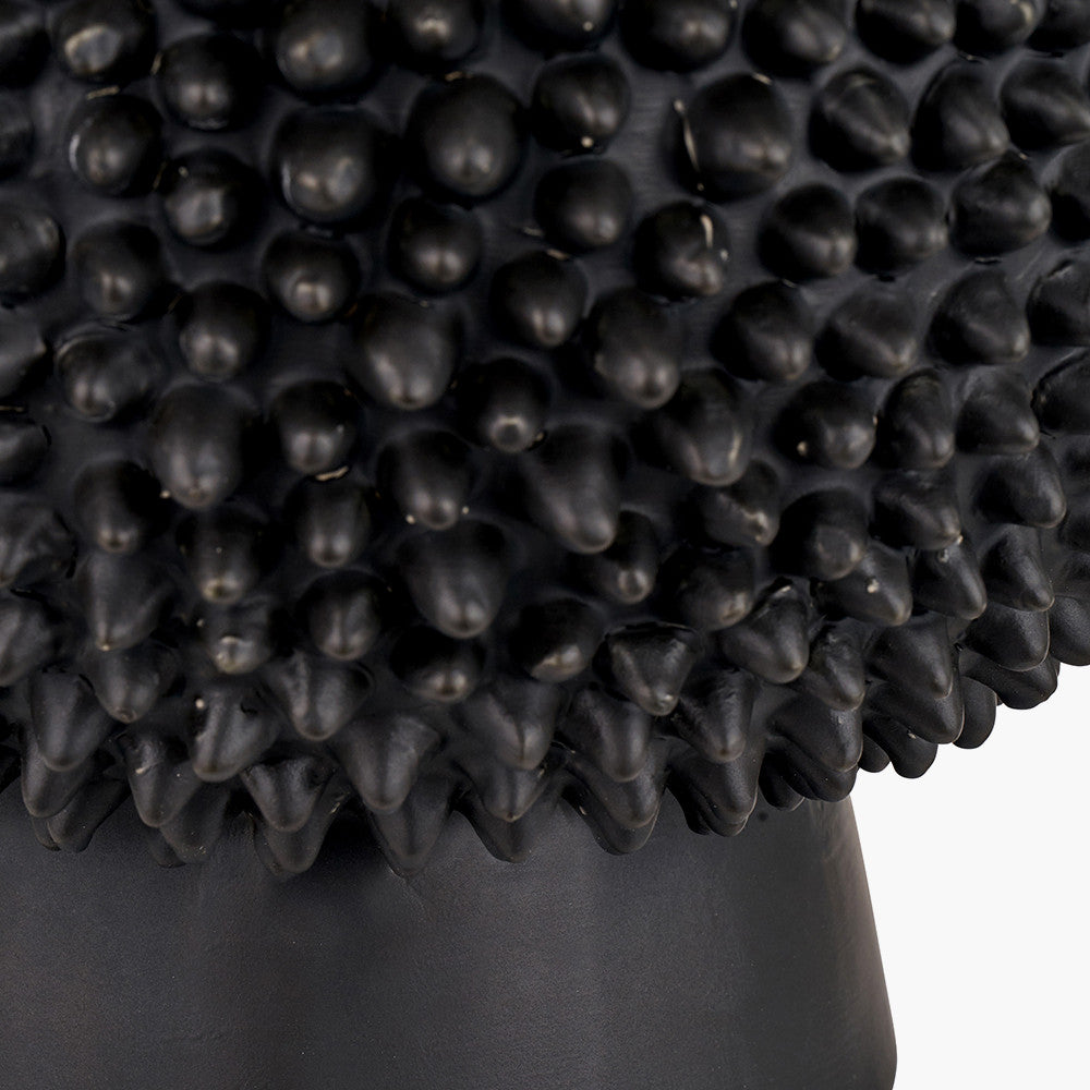 Wrenley Black Ceramic Sea Urchin Table Lamp Base with Harry 35cm Black Cotton Mix Cylinder Lampshade