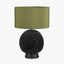 Wrenley Black Ceramic Sea Urchin Table Lamp Base with Harry 35cm Sage Cotton Mix Cylinder Lampshade