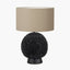 Wrenley Black Ceramic Sea Urchin Table Lamp Base with Henry 35cm Taupe Handloom Cylinder Lampshade