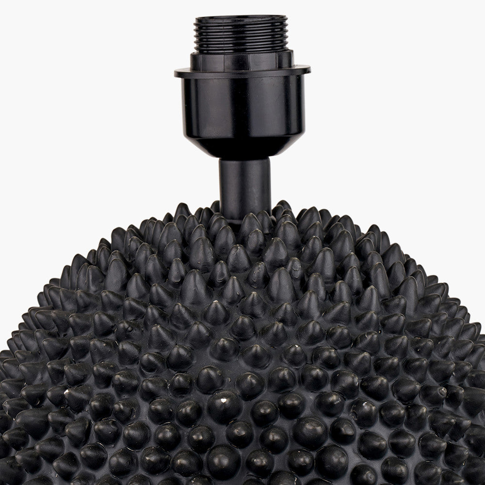 Wrenley Black Ceramic Sea Urchin Table Lamp Base with Henry 35cm White Handloom Cylinder Lampshade