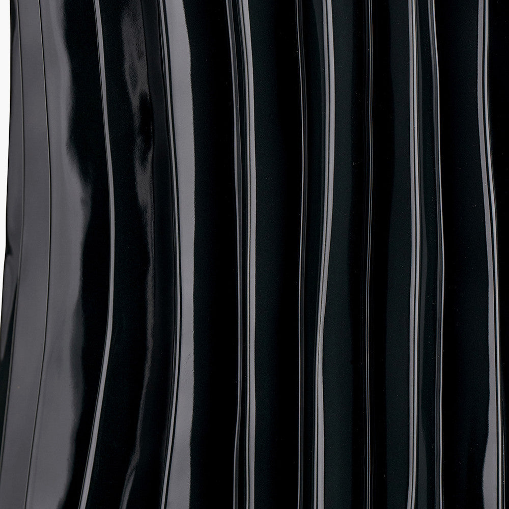 Devony Black Pleated Ceramic Table Lamp Base with Edward 35cm Natural Linen Cylinder Lampshade
