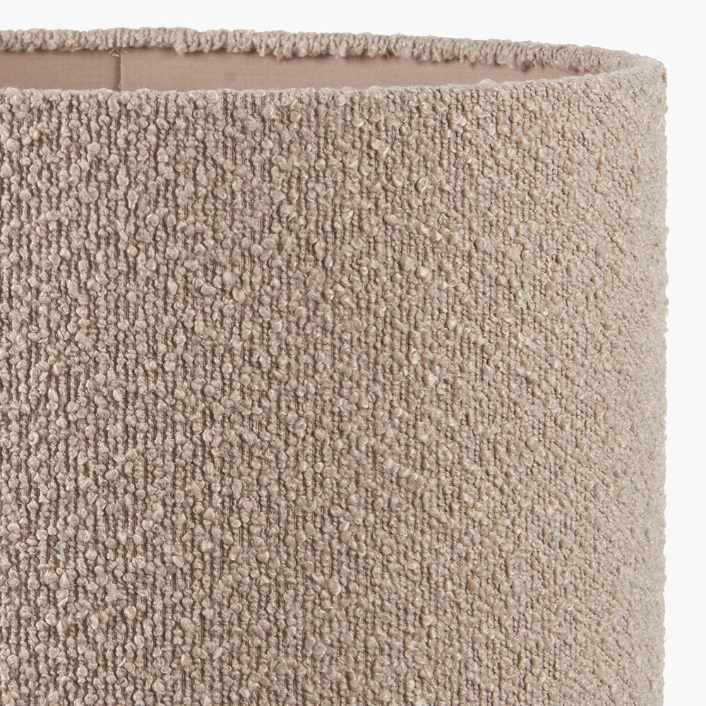 Devony Black Pleated Ceramic Table Lamp Base with Rouen 35cm Taupe Boucle Cylinder Lampshade