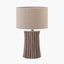 Devony Taupe Pleated Ceramic Table Lamp Base with Rouen 35cm Taupe Boucle Cylinder Lampshade