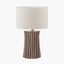 Devony Taupe Pleated Ceramic Table Lamp Base with Rouen 35cm White Boucle Cylinder Lampshade