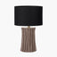 Devony Taupe Pleated Ceramic Table Lamp Base with Lino 35cm Black Self Lined Linen Cylinder Lampshade