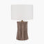 Devony Taupe Pleated Ceramic Table Lamp Base with Lino 35cm White Self Lined Linen Cylinder Lampshade