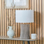 Devony Taupe Pleated Ceramic Table Lamp Base with Lino 35cm White Self Lined Linen Cylinder Lampshade