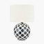Larisa Black Polka Dot Ceramic Table Lamp Base with Rouen 35cm White Boucle Cylinder Lampshade