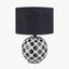 Larisa Black Polka Dot Ceramic Table Lamp Base with Lino 35cm Black Self Lined Linen Cylinder Lampshade