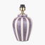 Priscilla Lilac Stripped Ceramic Table Lamp Base with Bloom 35cm White Handloom Scalloped Cylinder Lampshade