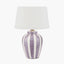 Priscilla Lilac Stripped Ceramic Table Lamp Base with Martigues 35cm White Boucle Tapered Lampshade