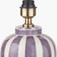 Priscilla Lilac Stripped Ceramic Table Lamp Base with Martigues 35cm White Boucle Tapered Lampshade