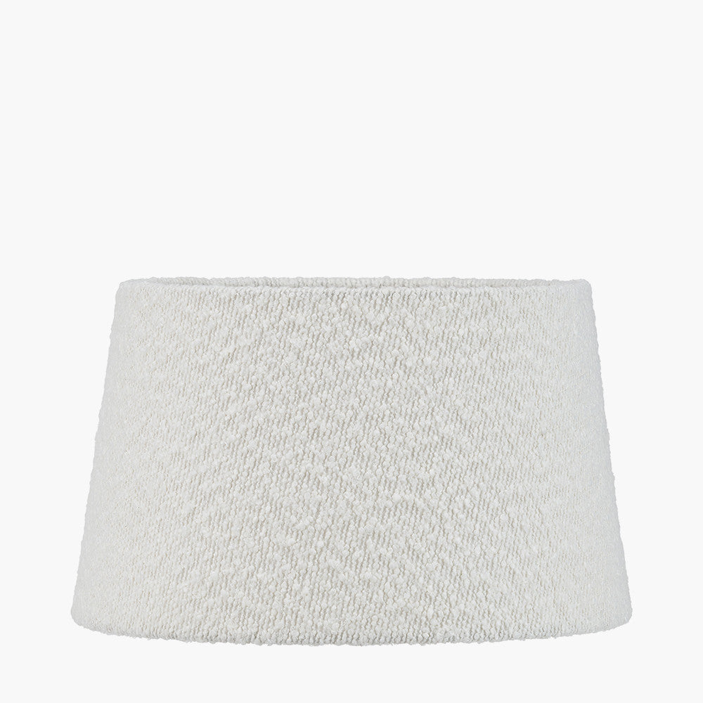 Priscilla Lilac Stripped Ceramic Table Lamp Base with Martigues 35cm White Boucle Tapered Lampshade