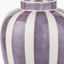 Priscilla Lilac Stripped Ceramic Table Lamp Base with Lino 30cm White Self Lined Linen Cylinder Lampshade