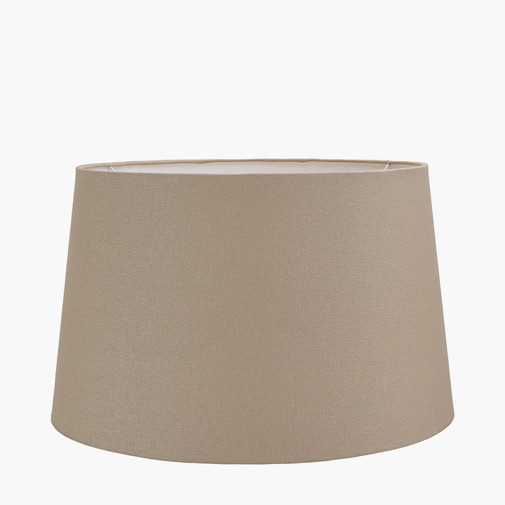 Emerayn Koi Natural Ceramic Table Lamp Base with Winston 40cm Taupe Handloom Tapered Lampshade