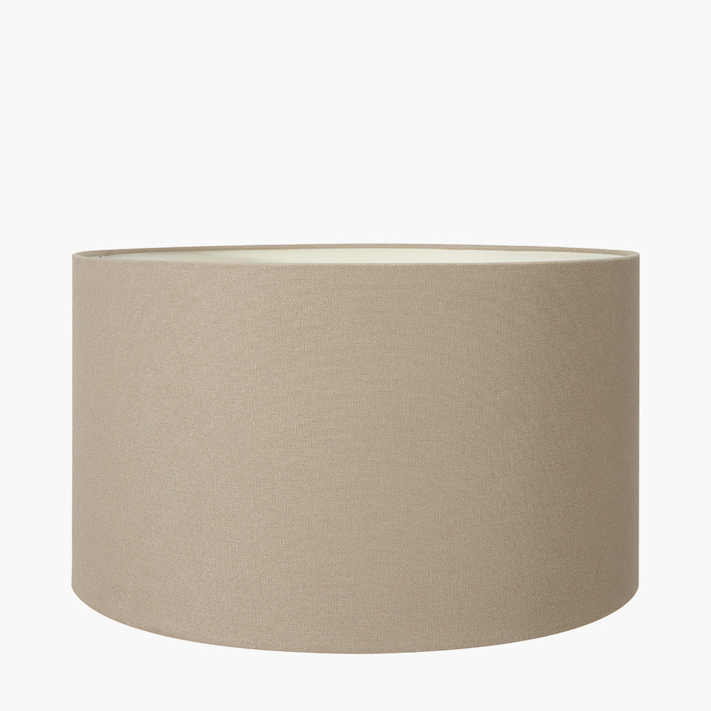 Emerayn Koi Natural Ceramic Table Lamp Base with Henry 40cm Taupe Handloom Cylinder Lampshade