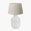 Tania Grey and White Pattern Ceramic Table Lamp Base with Coast 40cm Cream Calico Tapered Lampshade