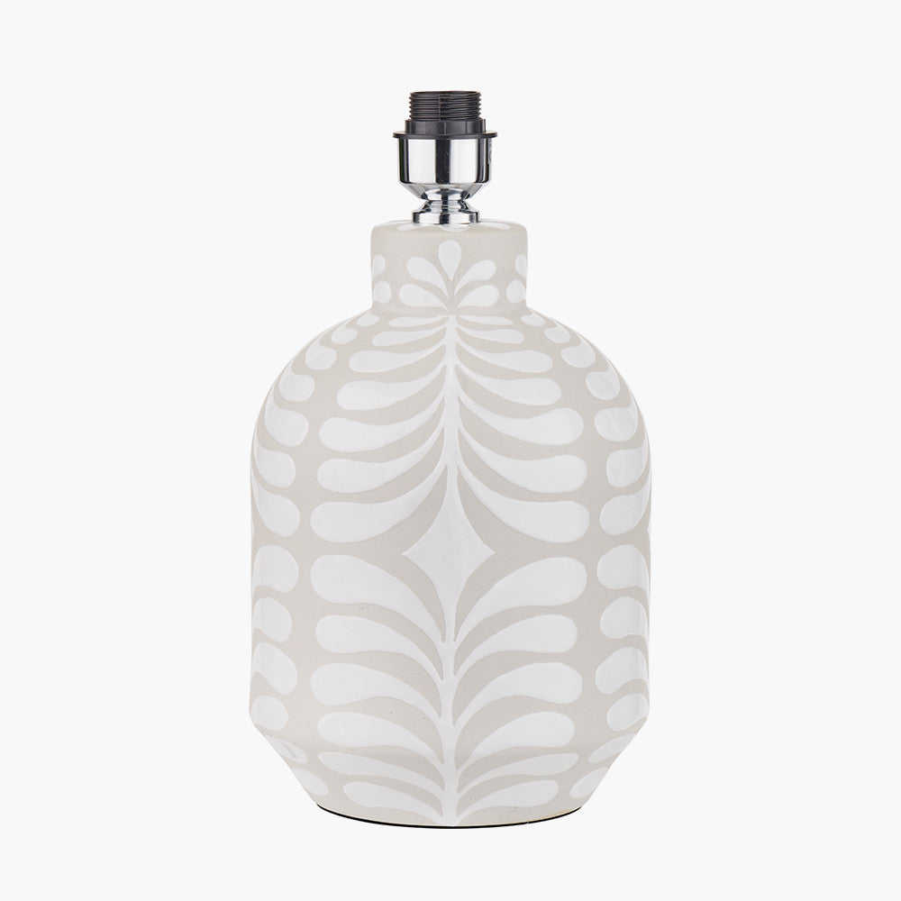 Tania Grey and White Pattern Ceramic Table Lamp Base with Coast 40cm Cream Calico Tapered Lampshade