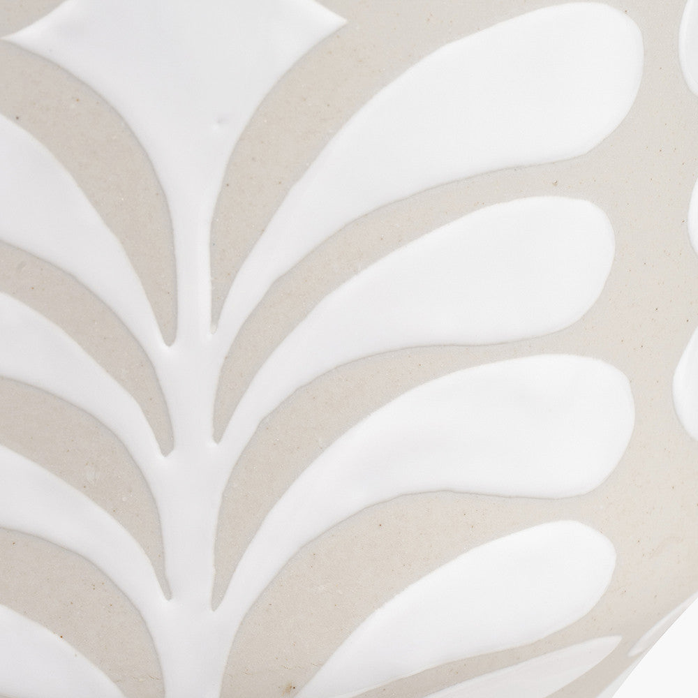 Tania Grey and White Pattern Ceramic Table Lamp Base with Coast 40cm Cream Calico Tapered Lampshade